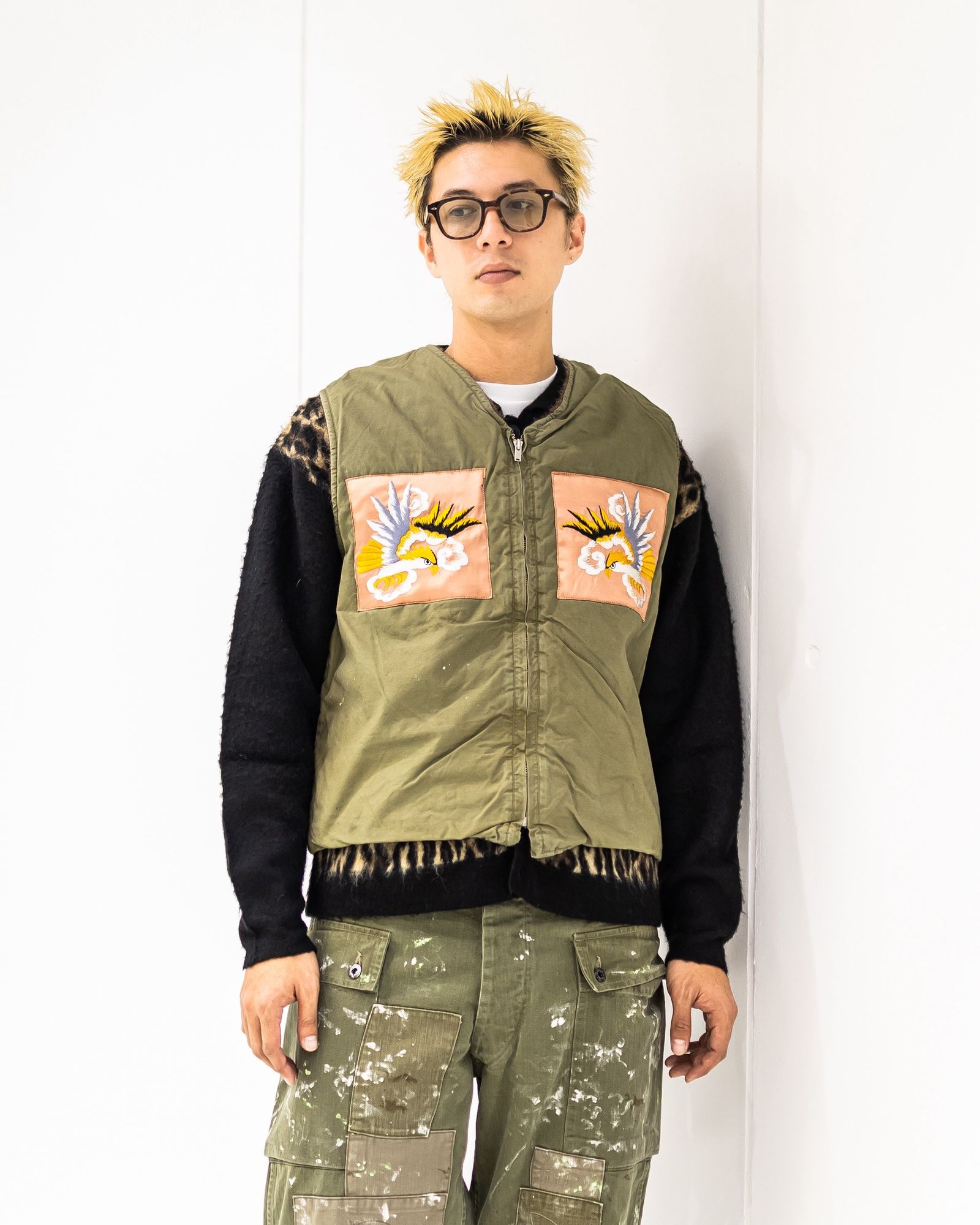 BOW WOW 25FWバウワウ REMADE USN DECK VEST SUKAJAN EMB AGED(BW252-RUDVE)AGED OD×PINK ★10月11日(土)発売！