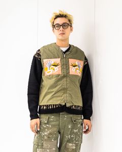 BOW WOW 25FWバウワウ REMADE USN DECK VEST SUKAJAN EMB AGED(BW252-RUDVE)AGED OD×PINK ★10月11日(土)発売！