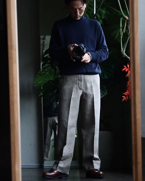 A.PRESSE Dead Stock Linen Trousersスタイル
