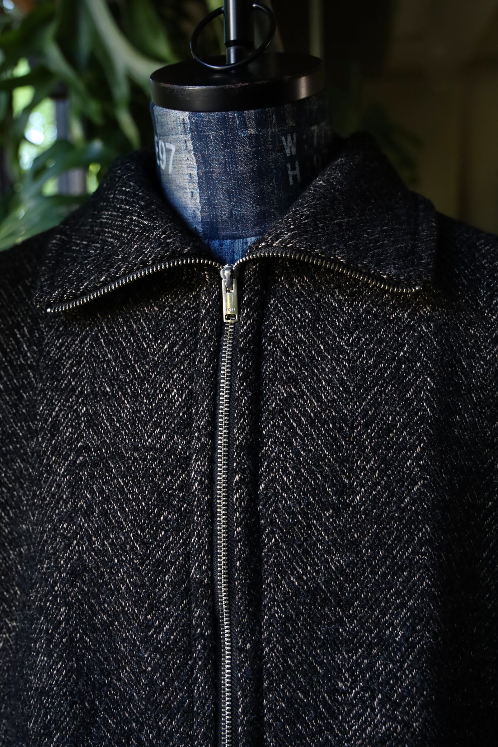ヨーク24FW TWEED STAND COLLAR ZIP BLOUSON (YK24FW0727B)BLACK