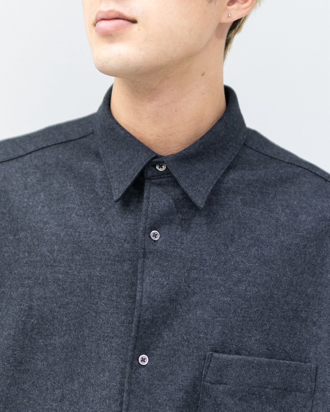 グラフペーパー 25AW Wool Smooth Flannel Oversized Regular Collar Shirt(GU253-50221B)GRAY☆10月4日(土)新作発売！