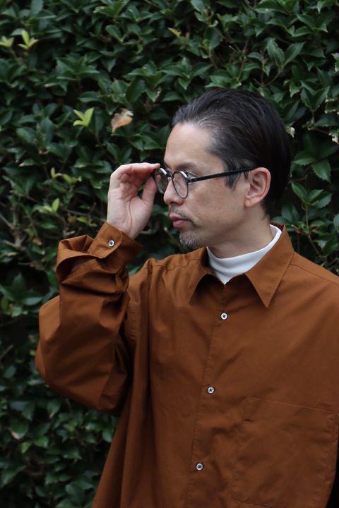 Graphpaper Broad Oversized L/S Regular Collar Shirt"BROWN"style.2021.10.16.