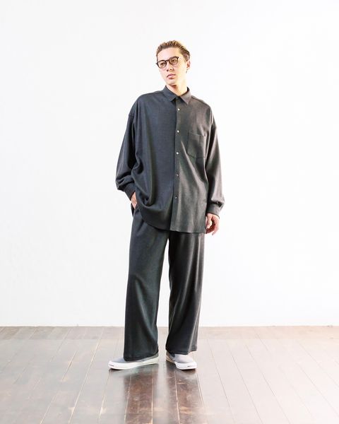 Graphpaper Wool Smooth Flannel Oversized Regular Collar Shirtセットアップスタイル (GRAY)スタイル 11月2日(土)新作発売！
