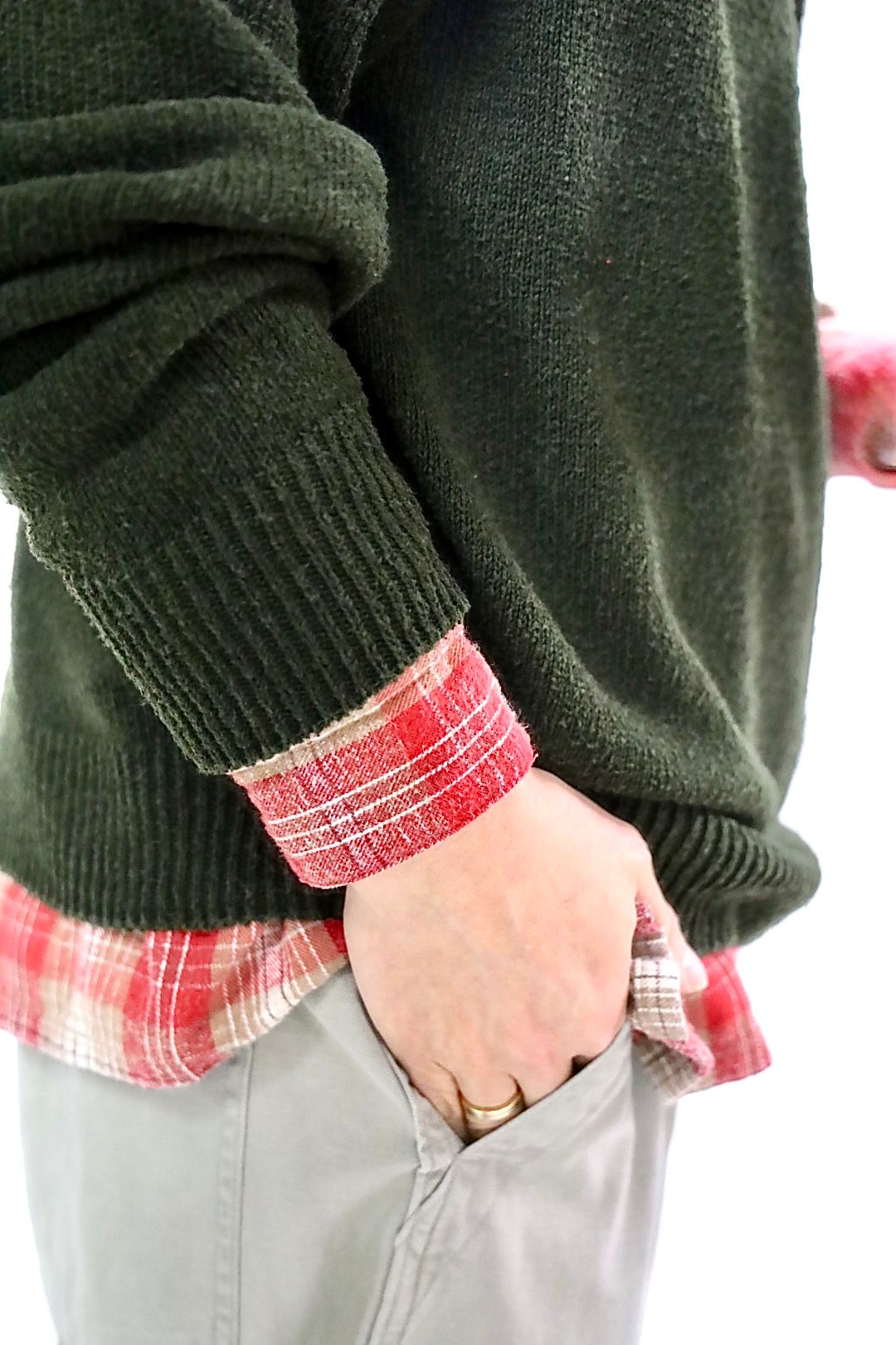 A.PRESSE 2026 STYLE1 Vintage Cotton Silk Nep Twill Check Shirts"RED"スタイル