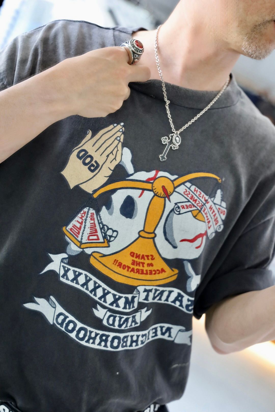 セントマイケル ネイバーフッドコラボ STHD. SS TEE PRAY(SM-HR8-0000-C68)BLACK☆再入荷しました！