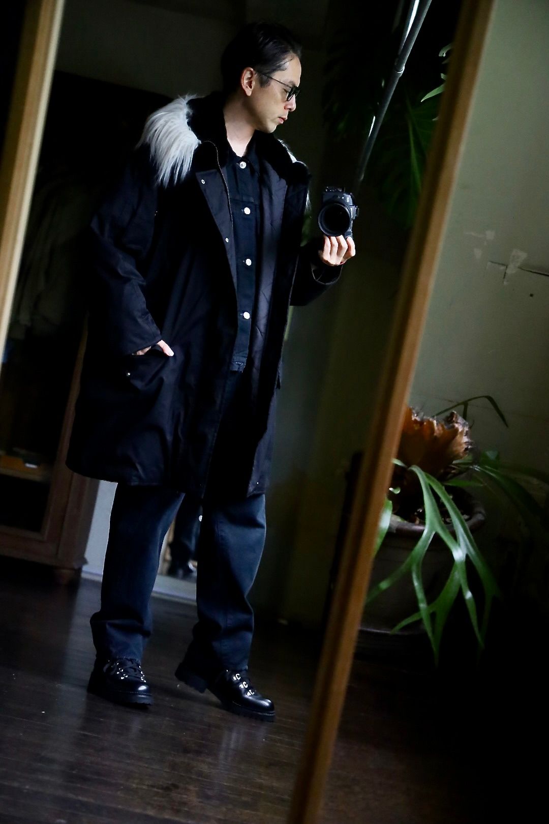 グラフペーパー24AW Solotex Twill Flight Coat(GU243-10297B)BLACK