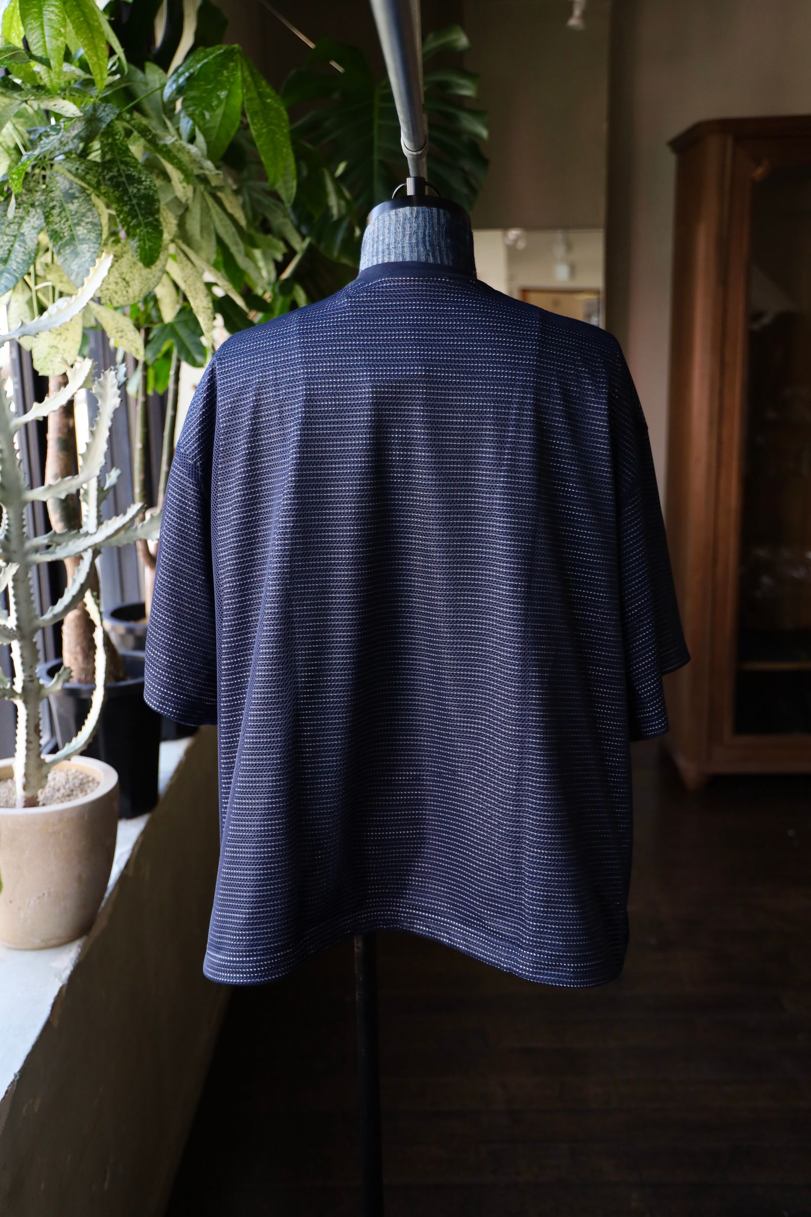 イズネス25SS BALLOON BORDER LAYERED MESH T-SHIRT(25SS_07_1006SSCS08-2)NAVY×WHITE border