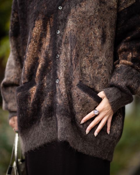 YOKE Abstract Jaquard Mohair Cardigan style 2025.11.29