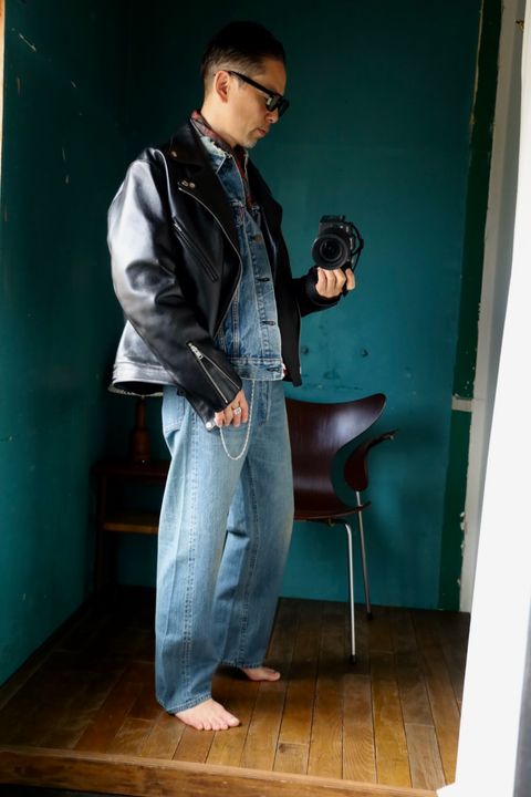 A.PRESSE 2025 STYLE2 No.2 Washed Denim Pantスタイル2025.6.26.