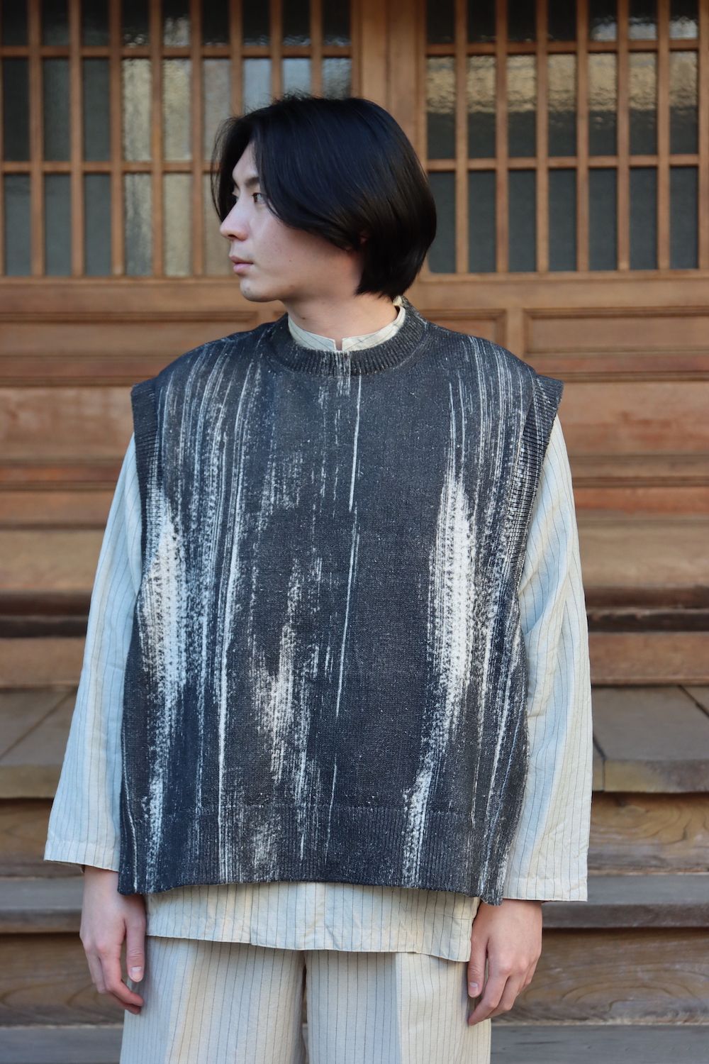 YOKE 】Printed Cotton Crewneck Vest-