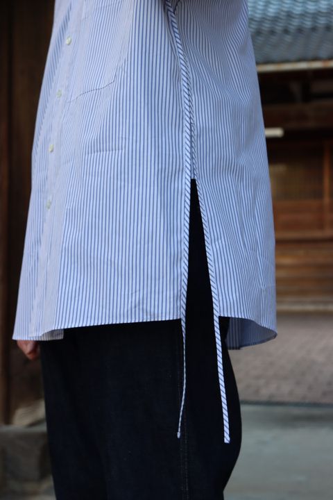 YOKE THOMAS MASON STRIPED PIPING SHIRT"WHITE"style.