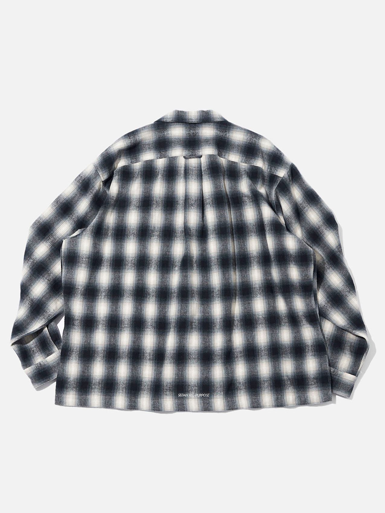 セダンオールパーパスFW23 Brushed Ombre Plaid Open Collar Shirt (SD23F-SH02)Gray Plaid