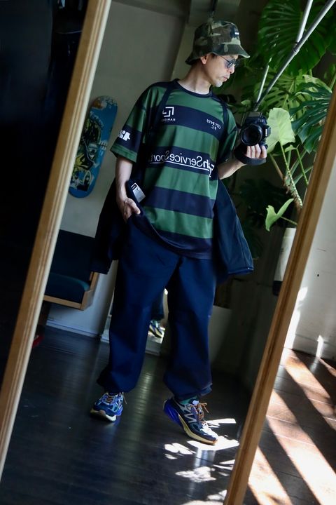 FreshService × HOUYHNHNM “EDITOR’S JACKET” & “EDITOR’S TROUSERS”NAVYスタイル