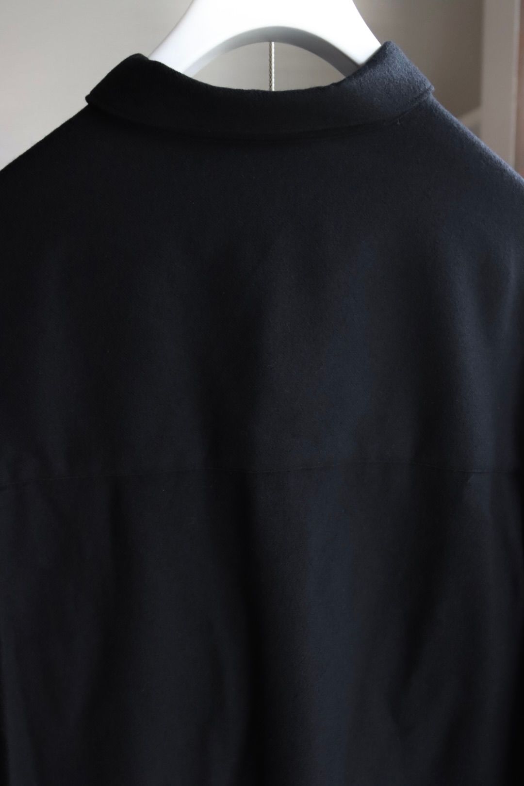 グラフペーパー25AW  Extra Fine Wool Viyella Oversized Regular Collar Shirt(GM253-50385)BLACK