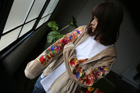doublet CHAOS EMBROIDERY COMFY HOODIE"BEIGE"style.2021.1.30.