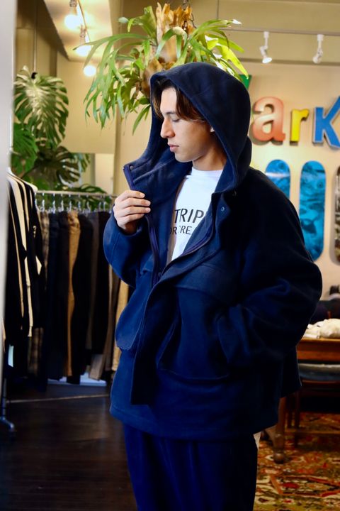 S.F.C 新作FLEECE HOODIE JACKET"NAVY"スタイル