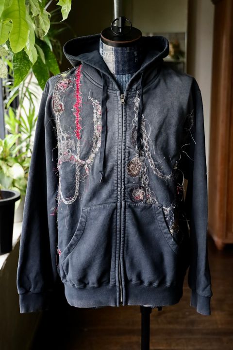 doublet 25AW EMBROIDERED CHAIN ZIP-UP HOODIE (25AW43CS405) GREY