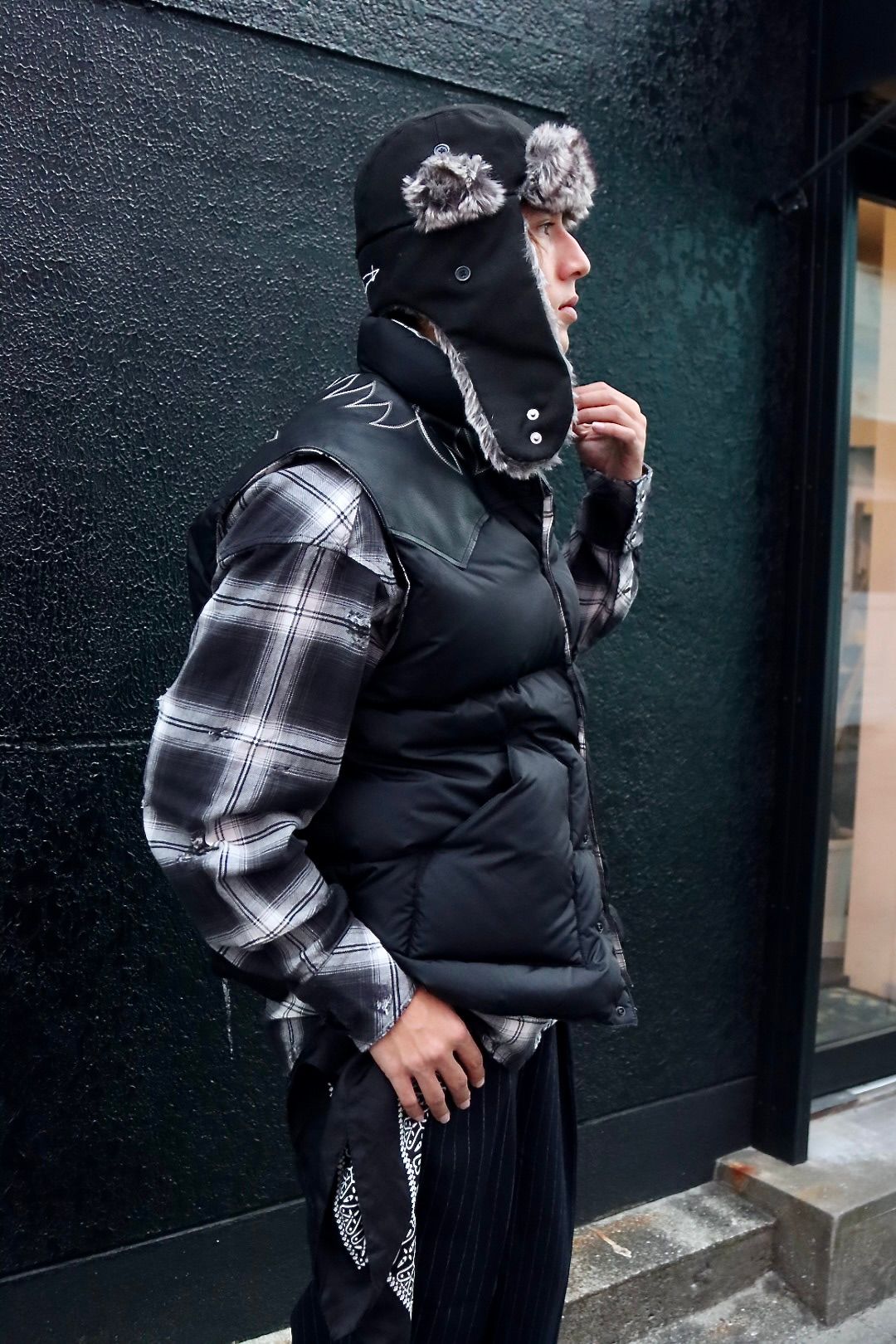 RAFU ラフ 23AW ダウンベスト RMFC DOWN VEST W/EMB'D BLACKスタイル