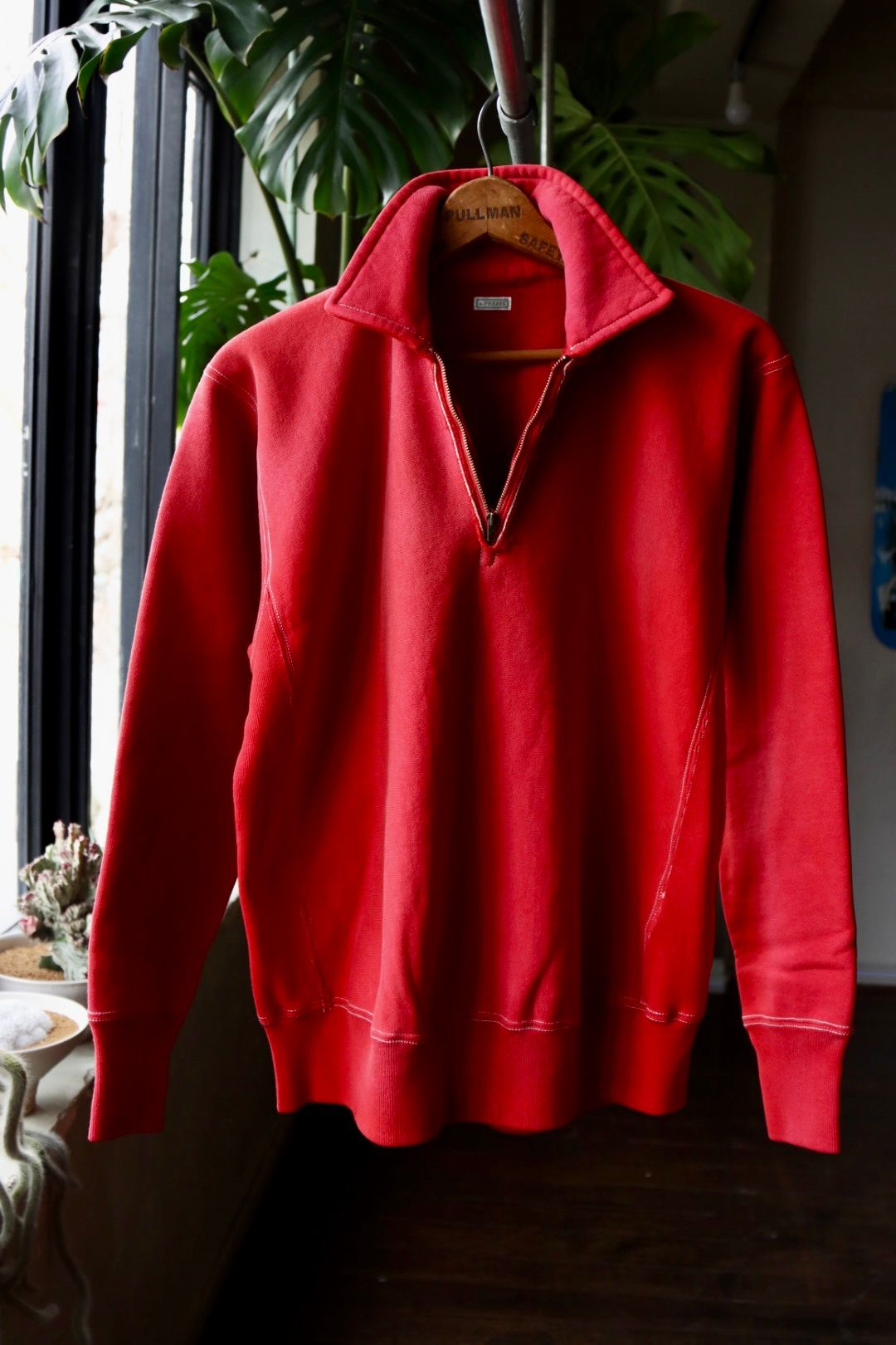 A.PRESSE Vintage Half Zip Sweatshirt RED | hartwellspremium.com