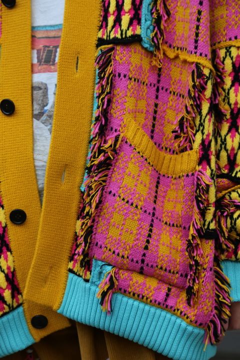KIDILL 2020A/W 新作Chaotic Argyle Tartan Cardigan"Yellow×Pink" style.2020.11.23.