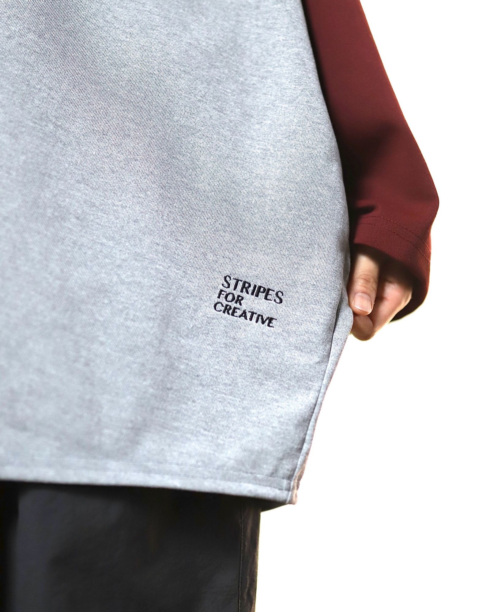 S.F.C 24SS エスエフシー RAGLAN BASEBALL TEE(SFCSS24CS12)Grey/Burgundy