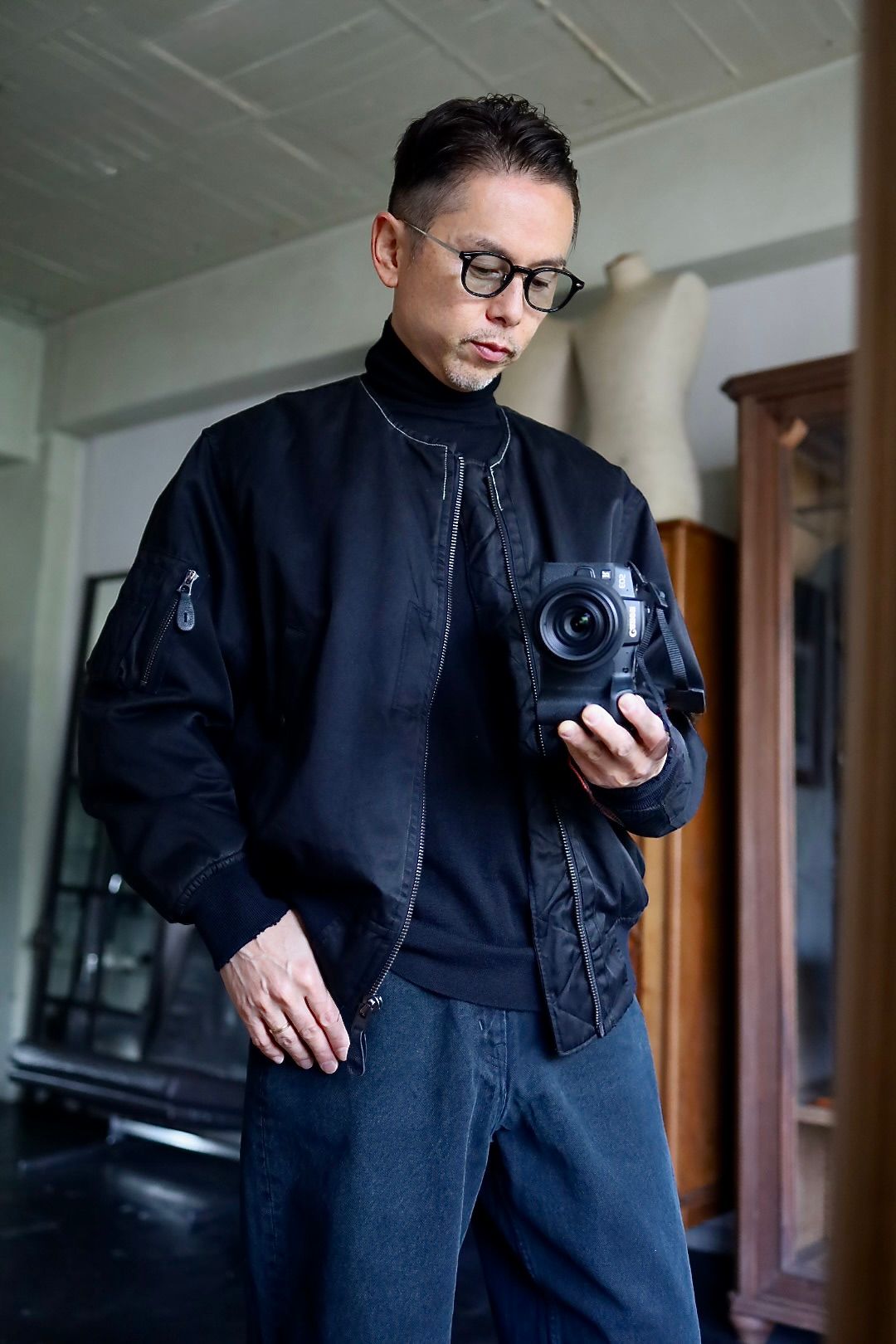 アプレッセ 2025 STYLE2 Vintage Silk Flight Custom Jacket(25AAP-01-28)BLACK