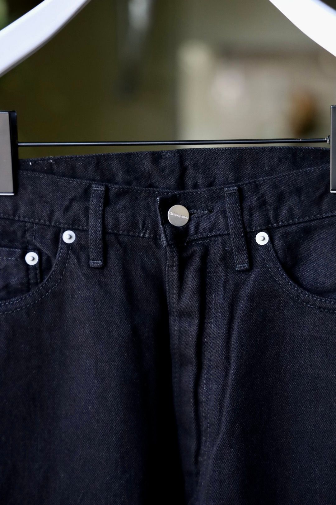 グラフペーパー25AW Selvage Denim Five Pocket wide Straight Pants(GU253-40059RB)BLACK_WASHED
