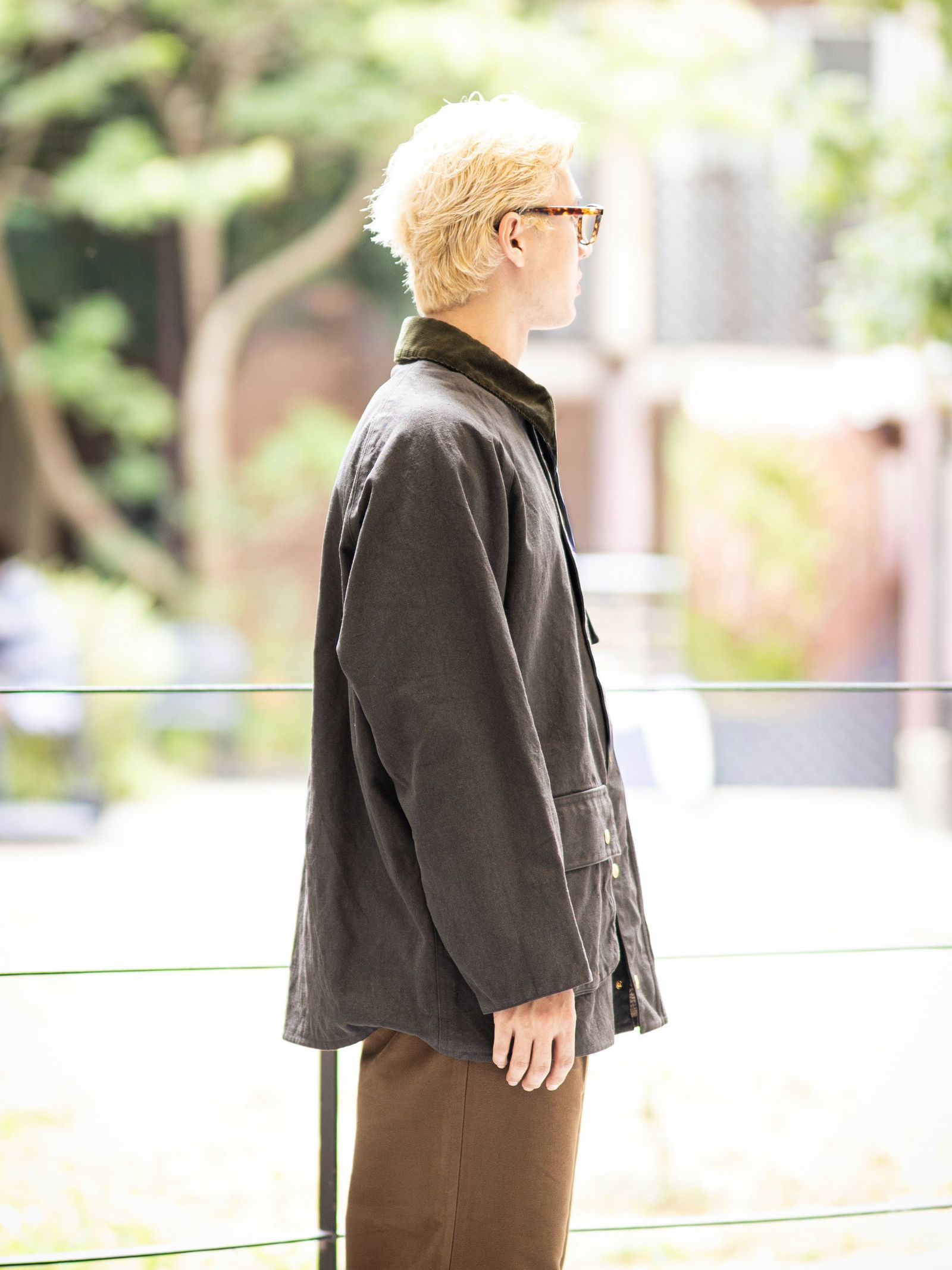 A.PRESSE Vintage Silk Hemp Riding Oiled Jacket スタイル
