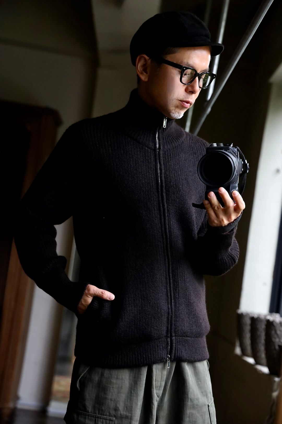 マーカウェア 26AW ドライバーズニットDRIVERS KNIT(A26C23SW01C)NATURAL BLACK☆新作発売！