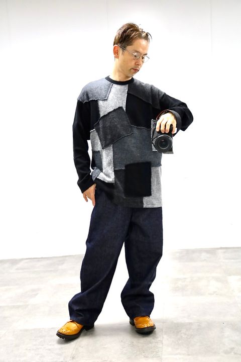 COMME des GARCONS HOMME ウールナイロン天竺パッチワークニット2025.10.3.
