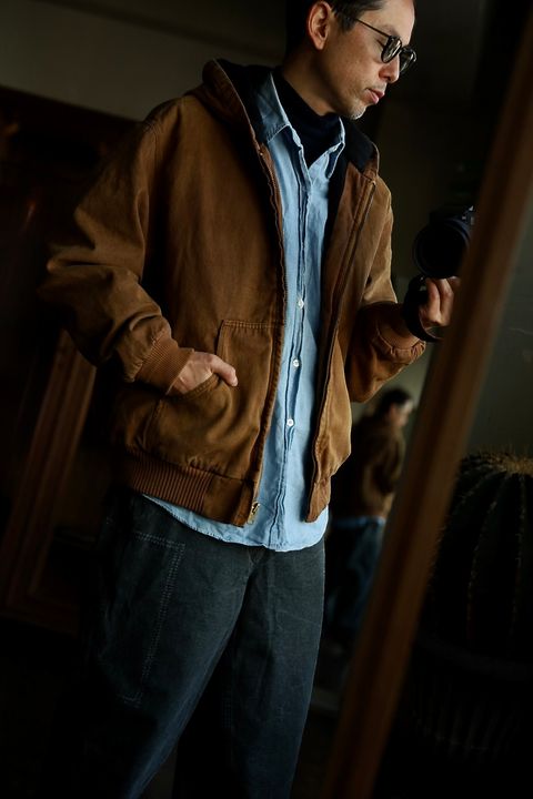A.PRESSE Silk Linen Hooded Parka"BROWN"スタイル.2025.1.11.
