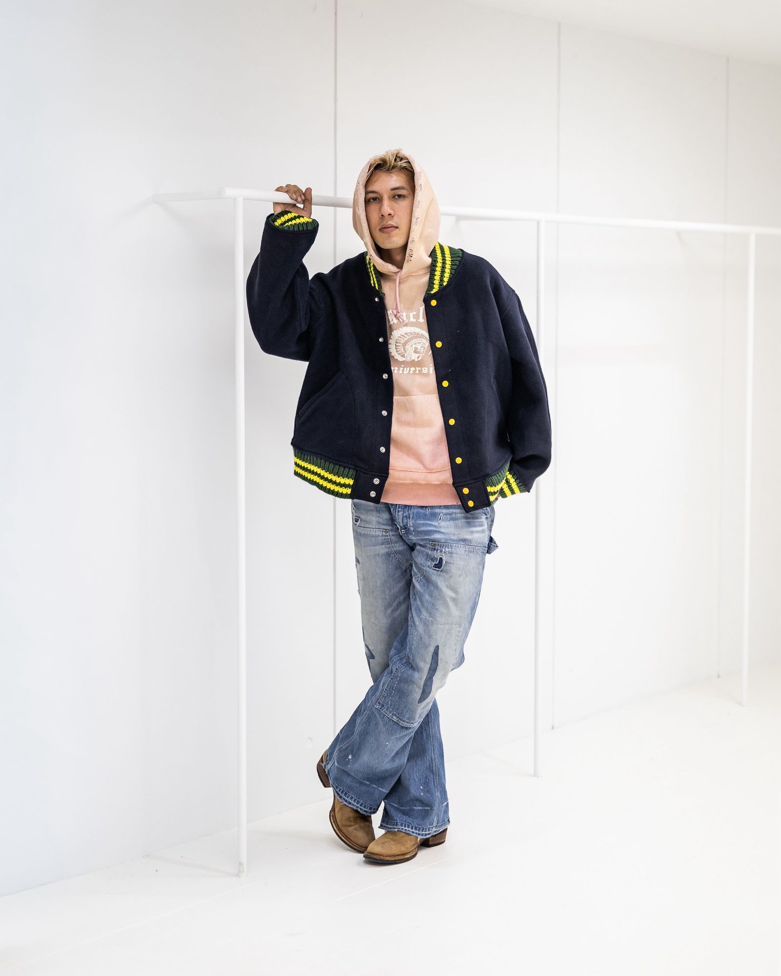 BOW WOW 25FWバウワウ ST. MACLAREN UNIV. VARSITY JACKET AGED(BW252-MUVJ)AGED NAVY×YELLOW★10月11日(土)発売！