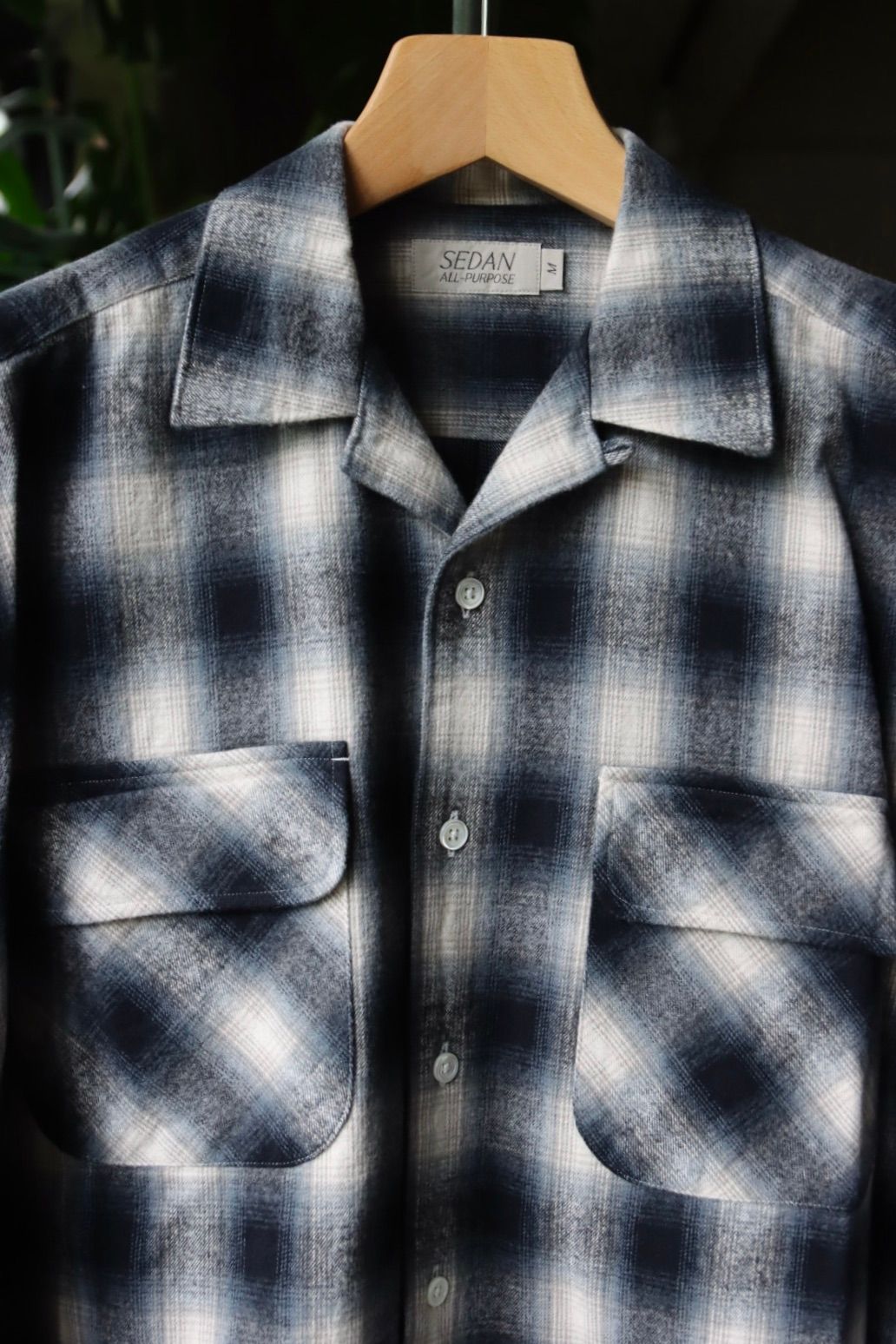 セダンオールパーパスFW23 Brushed Ombre Plaid Open Collar Shirt (SD23F-SH02)Gray Plaid