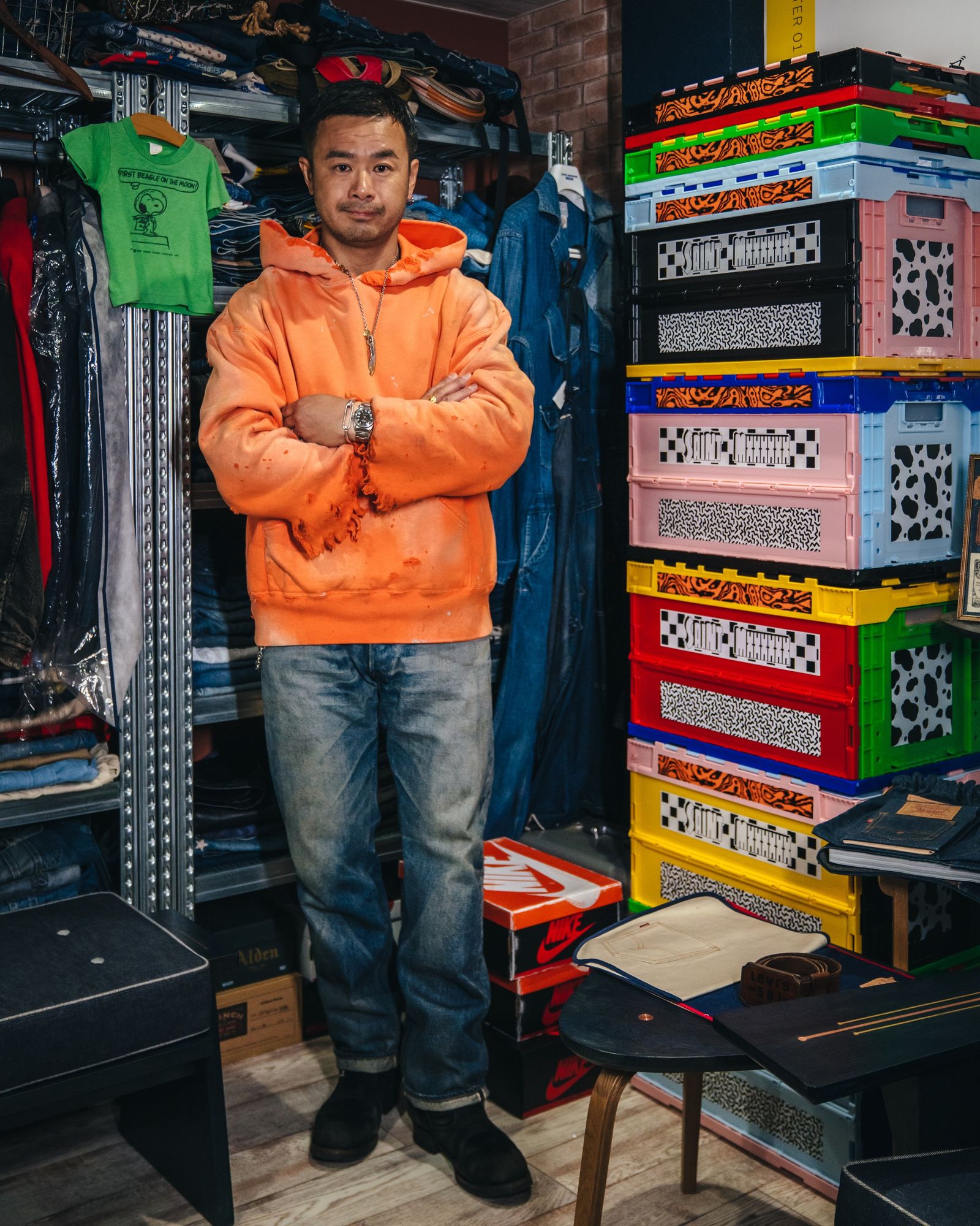 セントマイケル25AWベルベルジンコラボ BB_DBL FACE HOODIE/SAINT(SM-HR1-0000-C57)ORANGE☆11月8日(土)発売！