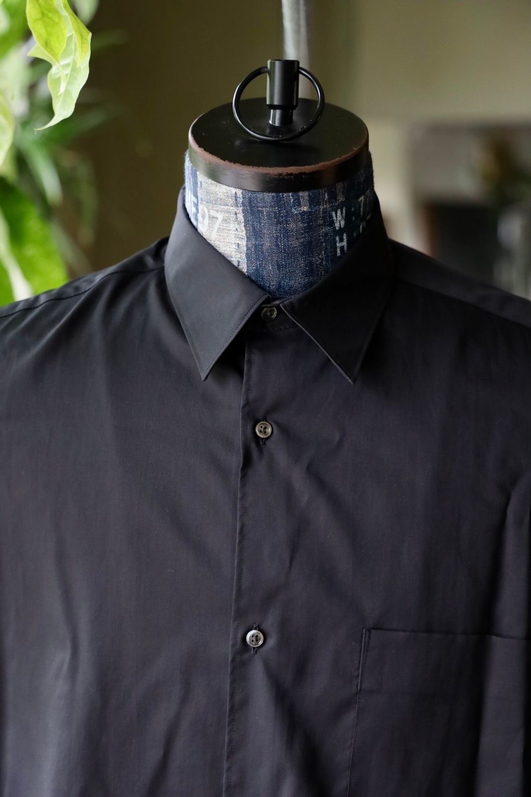 グラフペーパー25AW Silicon Poplin Oversized Regular Collar Shirt (GM253-50180)BLACK