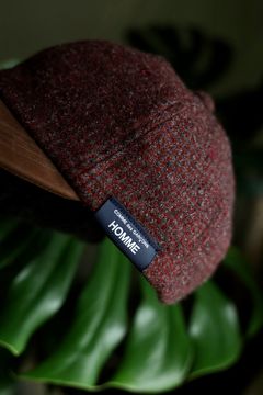 コムデギャルソンオム ウールヘリンボーンキャップ(HR-K601-051-2)BURGUNDY×BROWN