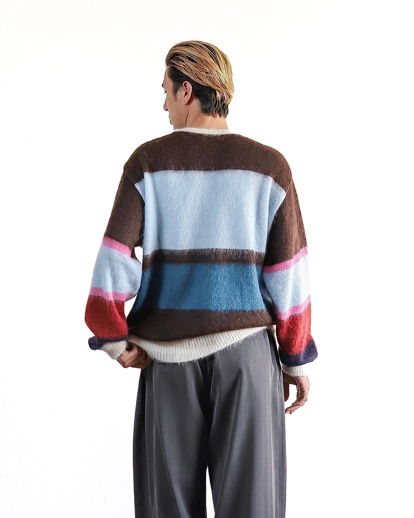 YOKE MOHAIR BORDER SWEATER スタイル