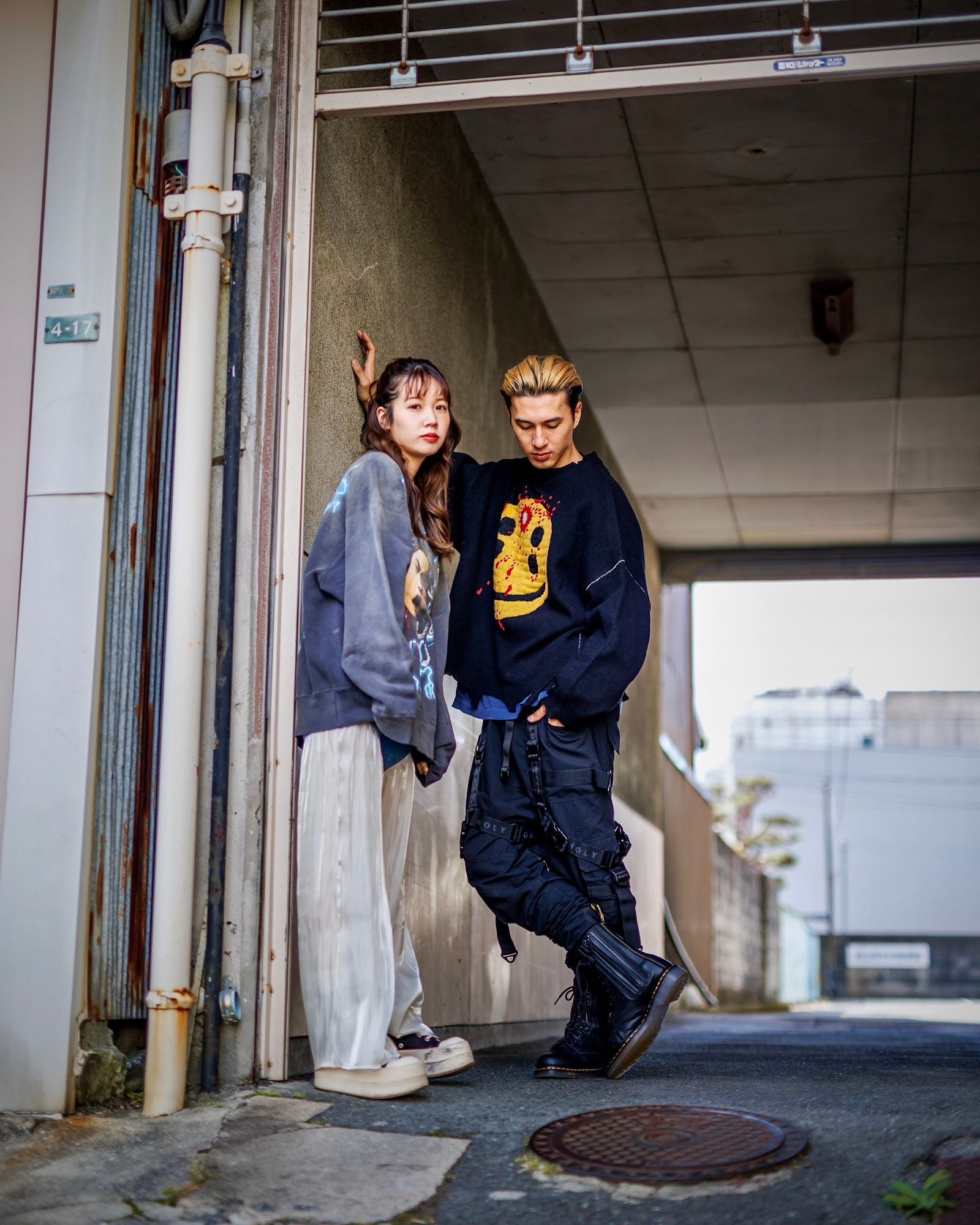 セントマイケル24AW SMILE CP_CREW KNT(SM-YS1-0000-C07)BLACK