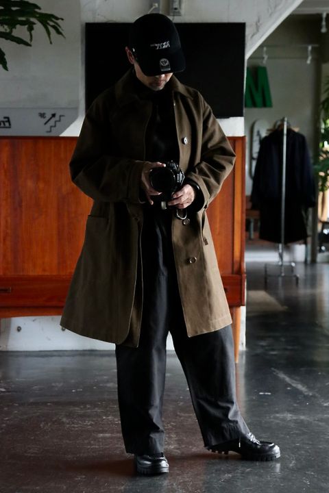 アプレッセ22FW Motorcycle Half Coat"OLIVE"スタイル