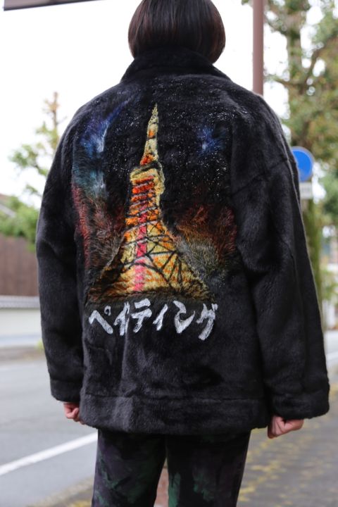 doublet HAND-PAINTED FUR JACKET"BLACK"style.2020.10.17.