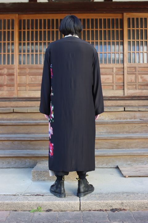 Yohji Yamamoto M-ノーカラー花柄シルクコート(HG-D03-410) style.2022.1.8