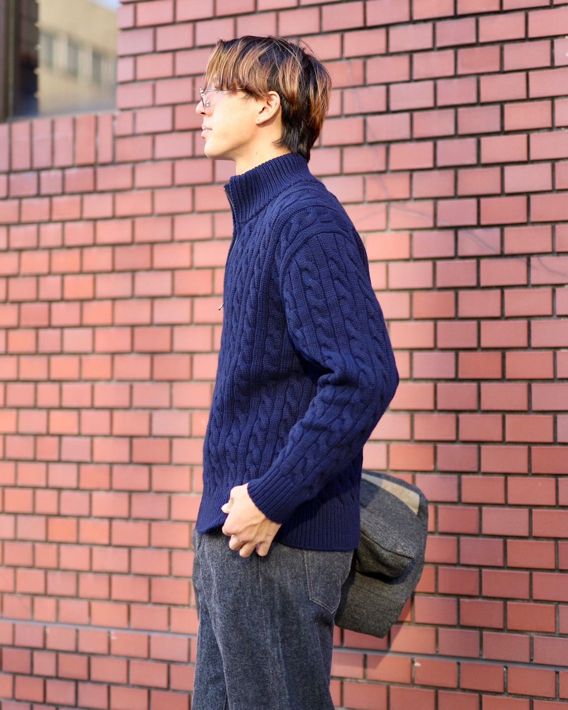 A.PRESSE - アプレッセ23AW Cashmere Aran Half Zip Sweater A.PRESSE - アプレッセ23AW Cashmere Aran Half Zip Sweater