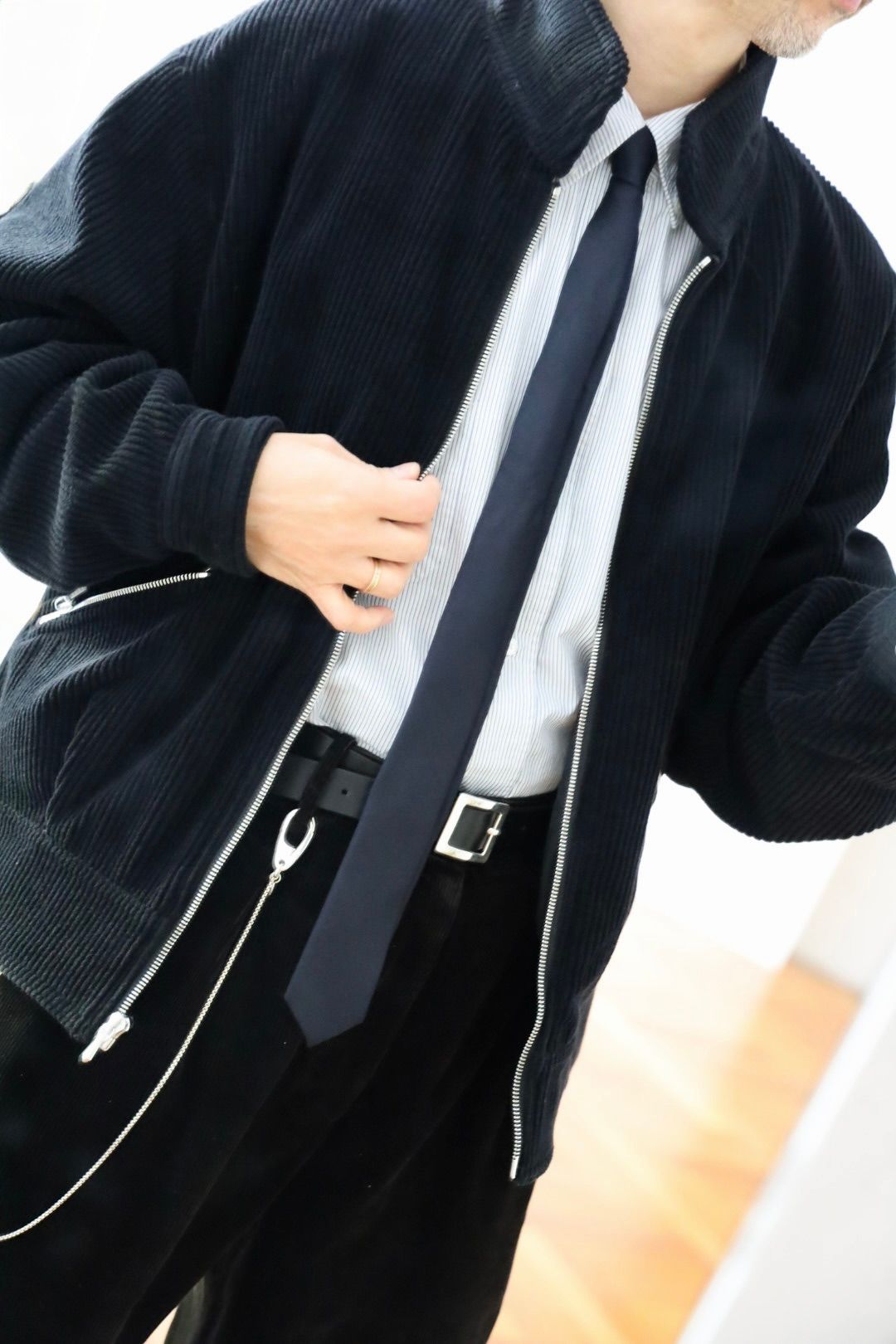 A.PRESSE Wool Corduroy Bomber Jacketスタイル