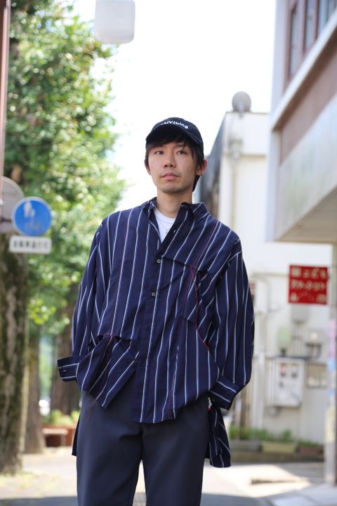 JieDa HAND STITCH STRIPE SHIRT"NAVY"Style.2020.8.25.