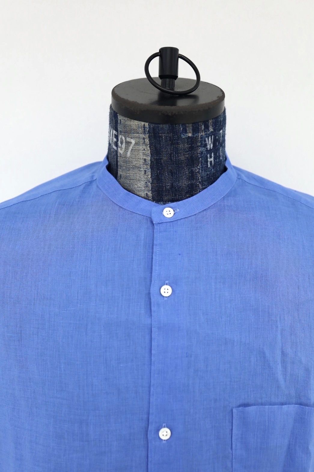 グラフペーパー Linen L/S Oversized Band Collar Shirt(GM262-50040B)BLUE☆6月20日(土)発売！