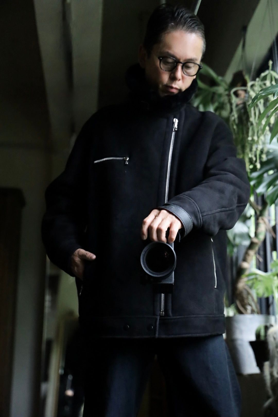 Graphpaper - グラフペーパー24AW Sheep Mouton Aviator Jacket(GU243-20080)BLACK |  mark