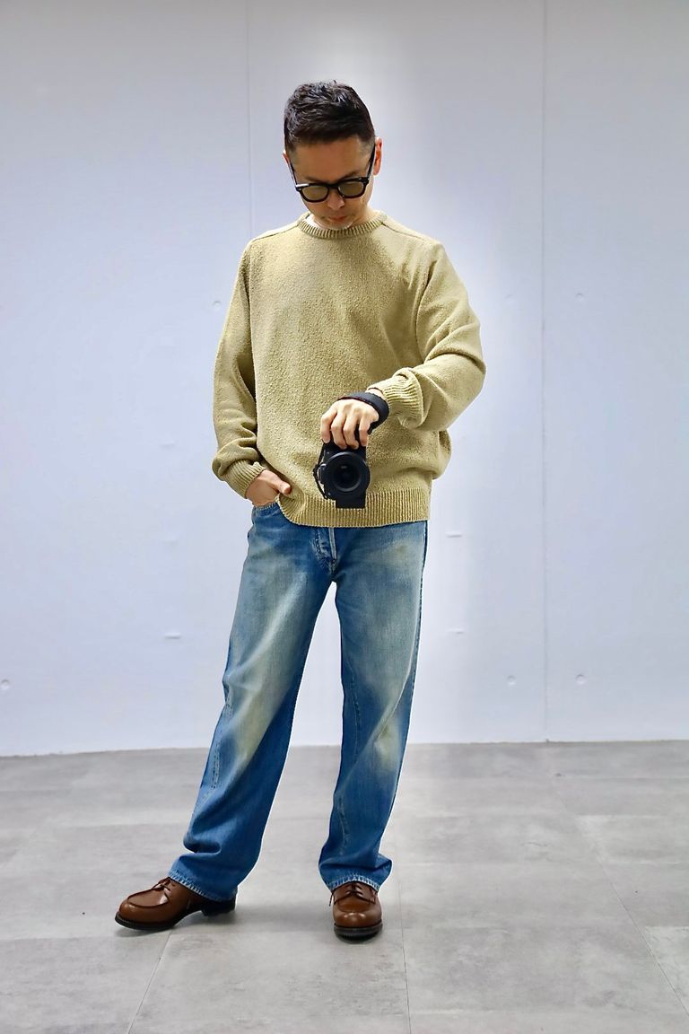 A.PRESSE 2026 STYLE1 Washed Silk Nep Crew Neck Sweater"BEIGE"スタイル