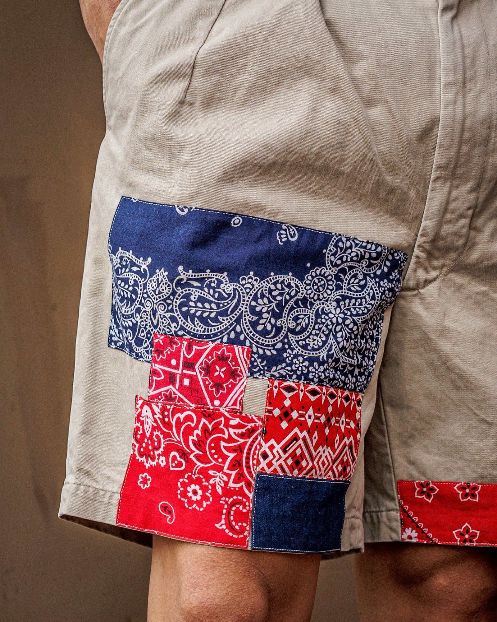 BOW WOW バウワウ BANDANA REMADE CHINO SHORTS (BW251-BRCS)KHAKI BANDANA REMADE