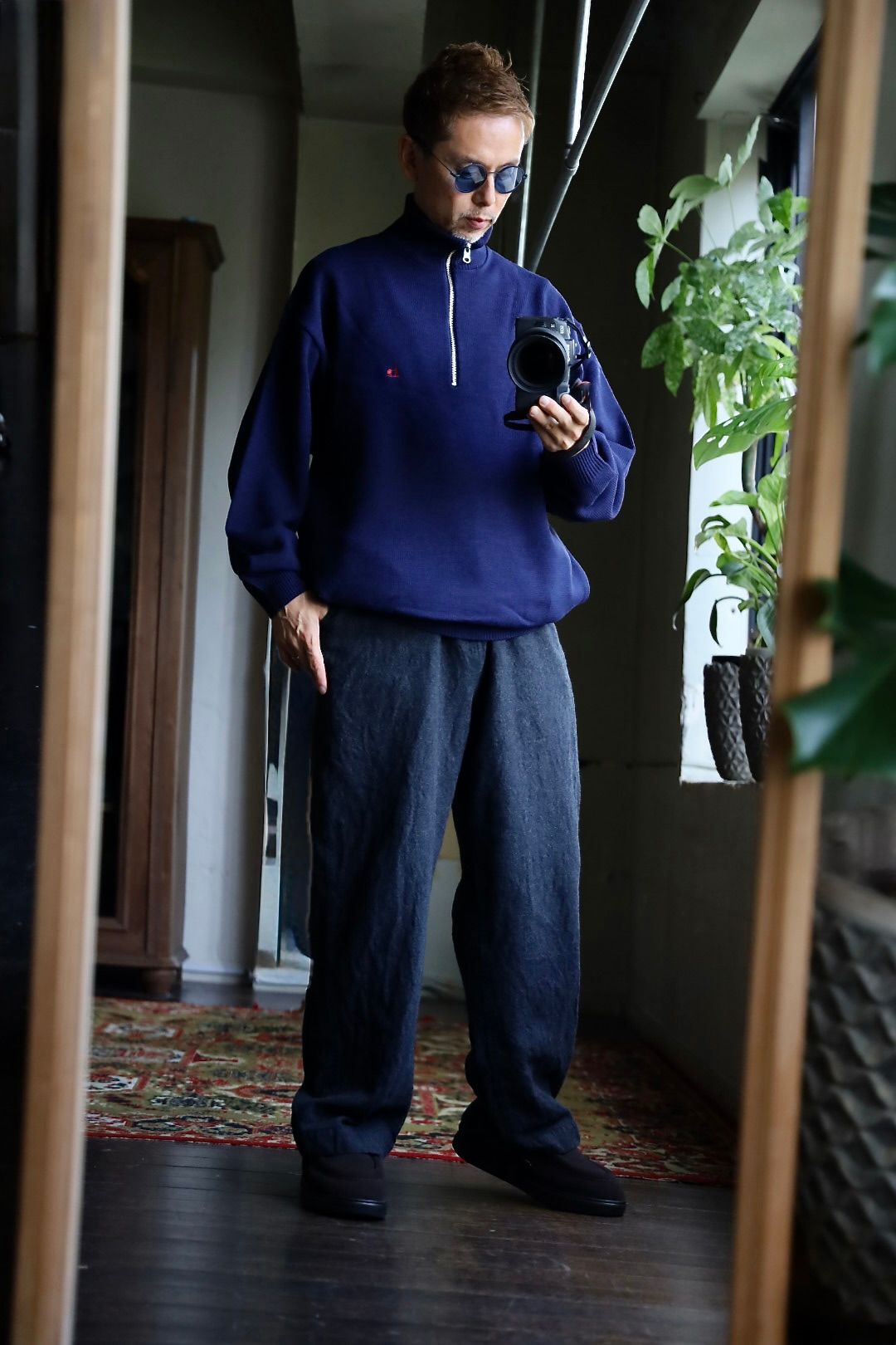 FreshService 26AW THERMAL JERSEY HARF ZIP KNIT"NAVY"スタイル