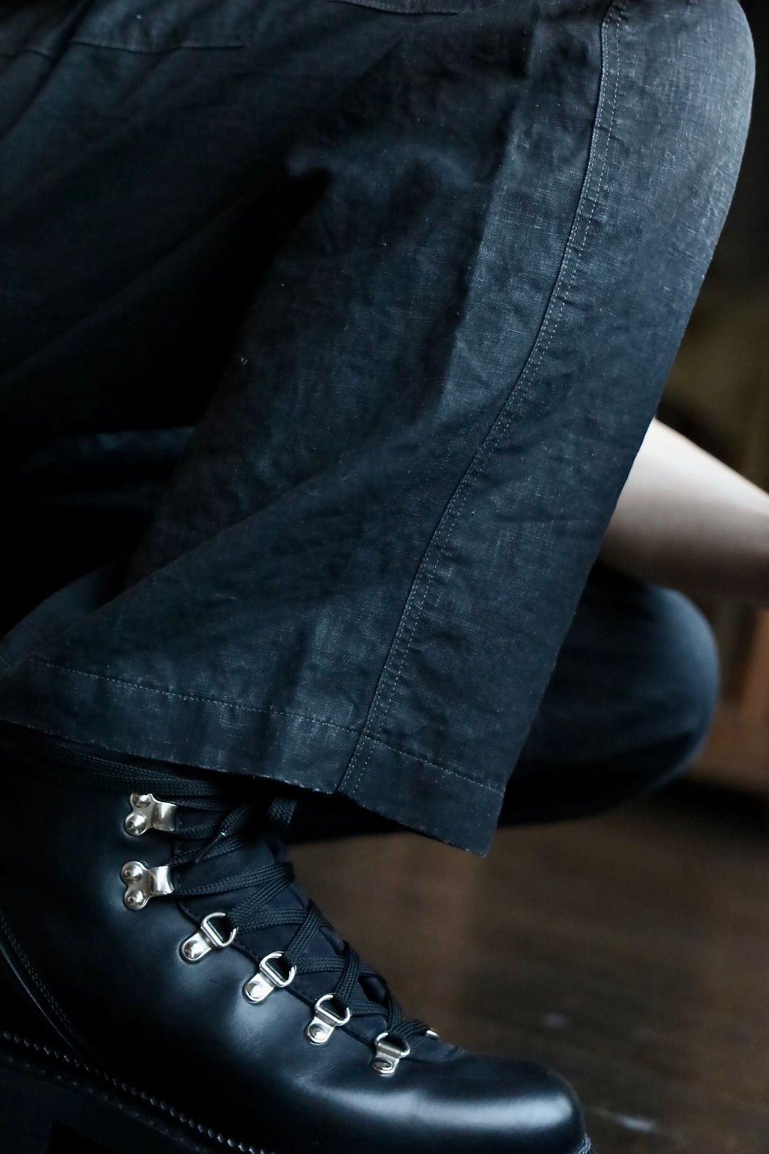A.PRESSE - アプレッセ Vintage Black Linen Trousers (25SAP-04 A.PRESSE - アプレッセ Vintage Black Linen Trousers (25SAP-04